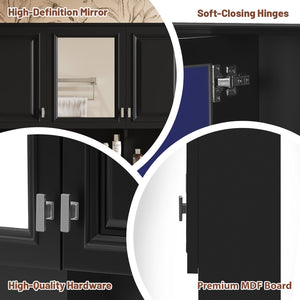 English Elm 3-in-1 Wall Mounted Bathroom Medicine Cabinet with Soft Close Mirror and Towel Bar Black N710P358620B