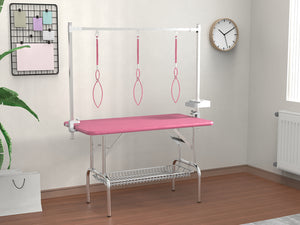 English Elm 47inch Stainless Steel Foldable Pet Grooming Table with Arm Noose and Mesh Supply Tray W3587P409930