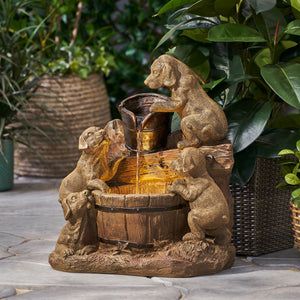 English Elm Christopher Knight Home® - DIMMOCK Handcrafted 22.75" Weather-Resistant Polyresin Fountain with Pump, Underwater Lights & Puppies 71785.00LBRN