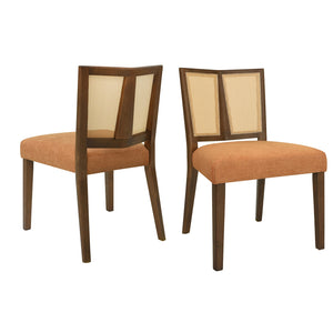 English Elm Christopher Knight Home® - Rattan Mid-Century Dining Chair Set of 2 with Woven Cane Back, Upholstered High-Density Seat Cushion Caramel,Walnut N771P254006W