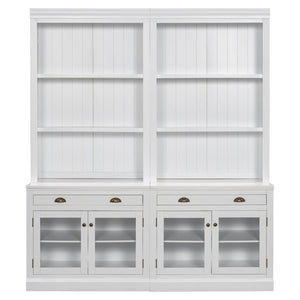 English Elm 83.4"Tall Modern Bookshelf Suite With Led Lighting - Stylish 2-Piece Storage For Home & Office Decor N751S059520K