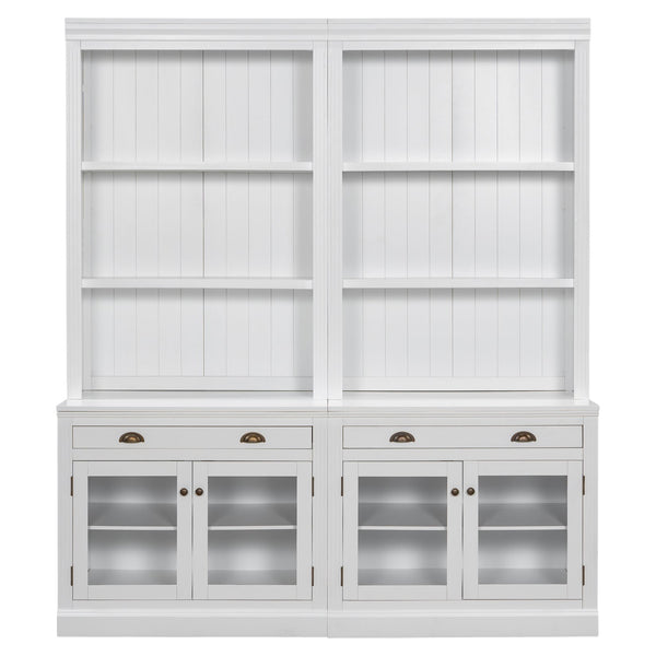 English Elm 83.4"Tall Modern Bookshelf Suite With Led Lighting - Stylish 2-Piece Storage For Home & Office Decor N751S059520K