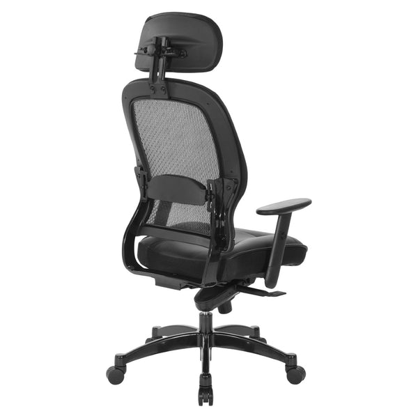 OSP Home Furnishings Pro Ergonomic Mesh Back Office Chair with Lumbar Support Padded Leather Seat Gas Lift 27008