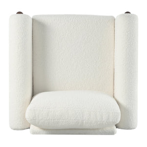 English Elm Christopher Knight Home® - Oversized Teddy Velvet Accent Chair with Curved Armrests, Tufted Mid-Century Design and Walnut Legs White N765P189679W