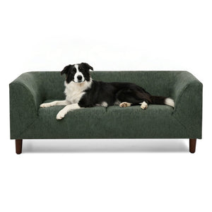 English Elm Pet Sofa with Linen Upholstery Rubberwood Frame Modern Dog Couch for Living Room W487P416732