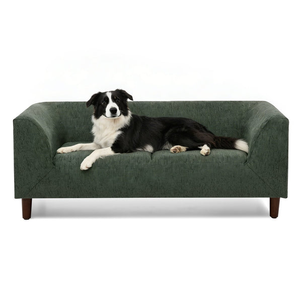 English Elm Pet Sofa with Linen Upholstery Rubberwood Frame Modern Dog Couch for Living Room W487P416732