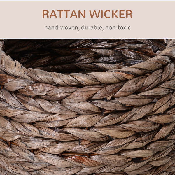 English Elm PawHut Elevated Handwoven Cat Bed with Plush Cushion, Egg-Shaped Cozy Hideaway on Stand for Cats Gray W2225P173748