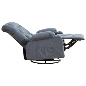 English Elm Kneading Massage Rocker Recliner with 4‑Point 3D Kneading, Heat, USB Port, Cup Holders & Swivel Comfort Blue W1521P390947