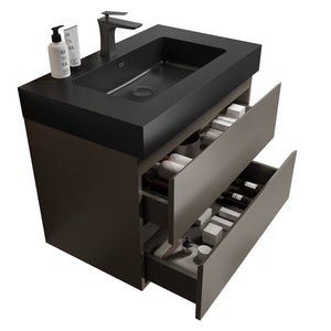 English Elm Alice 30" Gray Modern Bathroom Vanity With Floating Design, Soft-Close Drawers & Stylish Sink Basin W1865S00026