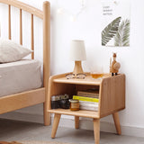 English Elm Pure Solid Wood Bedside Cabinet Modern Simple Nightstands European Beech Bedside Cabinet Nordic Bedroom Solid Beech Storage Cabinet 0.4M