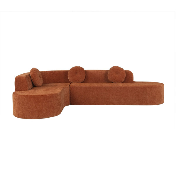English Elm 122'' Curved L-shaped Sectional Sofa Chenille Upholstery Pocket Spring Living Room Seating Orange N760S0000049G
