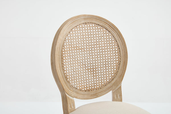 English Elm French Country Bar Chairs Set Of 2 - Upholstered Rattan Back, Vintage Elegance For Dining & Living Spaces W3426P324575