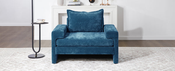 English Elm Christopher Knight Home® - Chenille Oversized Armchair with Thick Cushion and Wide Armrests, Ergonomic Back for Cozy Living Spaces Blue N763P314419C