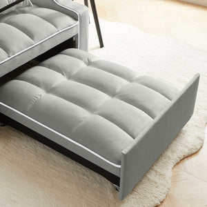 English Elm Sleeper Sofa Chair Velvet Convertible Armchair with Usb Charging for Small Spaces Gray W1359P458676