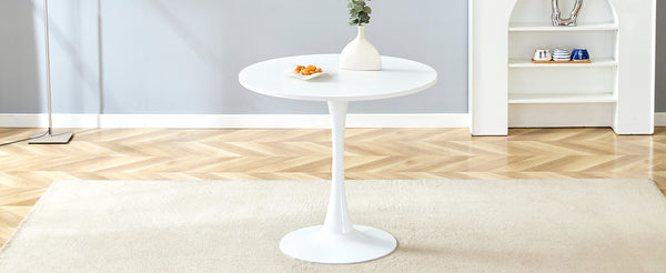 English Elm 31.9"hourglass-shaped Round Table White Mdf Top Nordic Style for Dining or Office W1151P256807