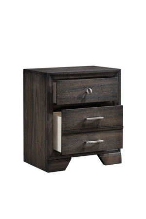 English Elm 1pc Nightstand with Two Drawers and Beveled Mirror Accents, Solid Wood Construction, Chic Storage Gray 25.98 L x 18.39 W x 30.71 H B2741P325737