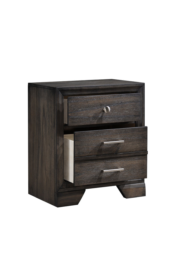 English Elm 1pc Nightstand with Two Drawers and Beveled Mirror Accents, Solid Wood Construction, Chic Storage Gray 25.98 L x 18.39 W x 30.71 H B2741P325737