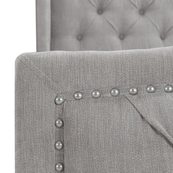 English Elm Jennifer Taylor Home - Marcella Upholstered Shelter Headboard Bed Set - Queen Size In Elegant Silver Grey Polyester Finish B2719P238216