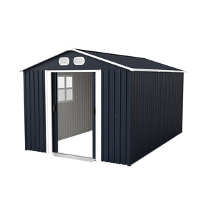 English Elm Campcraft 8x12 Outdoor Metal Storage Shed Lockable Weatherproof Backyard Tool House Dark Gray W1598S00042