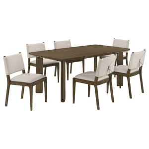 English Elm Crispin 7 Piece Rectangular Dining Set with Ivory Upholstered Chairs for Six B062S01762
