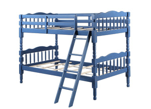 English Elm Homestead Twin/Twin Bunk Bed with Convertible Stacked or Separate Design, Solid Slat System, 330lb Capacity Dark Blue 80 L x 12 W x 5 H B2726S00345