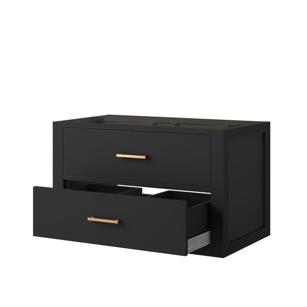 English Elm Black Midcentury Wall-Hung Bath Vanity – 30" W X 22" D, Stylish Storage Solution For Small Bathrooms B2731P257920