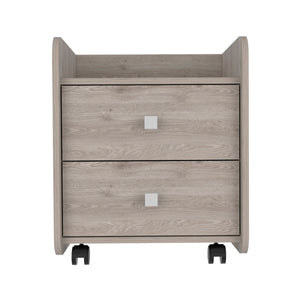English Elm York Nightstand Light Gray with Superior Top, 2 Drawers, Smooth Zinc Steel Slides & Casters—Compact Organizer 18.22"W x15.74"D x21.88"H B128P148847