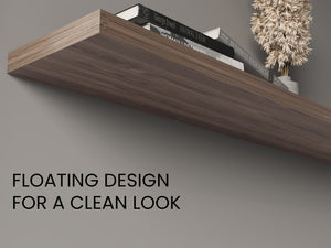 English Elm Ecco 47" Floating Shelves Set of 2 Walnut – Modern Matte Finish, Hidden Brackets, Sturdy Storage Display B200P239119