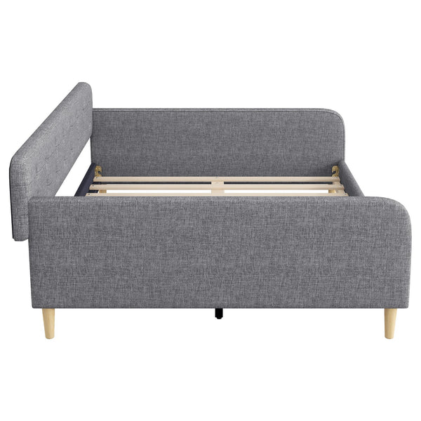 English Elm Queen Upholstered Daybed with Tufted High Sideboard, Linen Finish, Solid Wood Frame, 800lb Capacity Gray N7500001850E