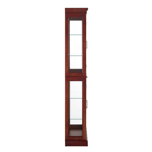 English Elm Curio Display Cabinet with Internal Lighting, Mirrored Back, 6 Adjustable Shelves, Glass Doors Cherry W1693P154579
