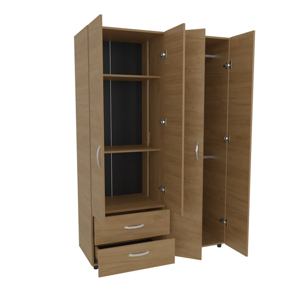 English Elm Crafton Rustic Armoire Natural Oak Beige – Compact Freestanding Engineered Wood Closet with Double Rods B092S00298