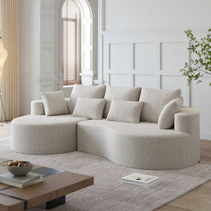 English Elm Modern Chenille Cloud Sectional Sofa Oversized 4 Seat Curved Couch for Living Room W834S00484