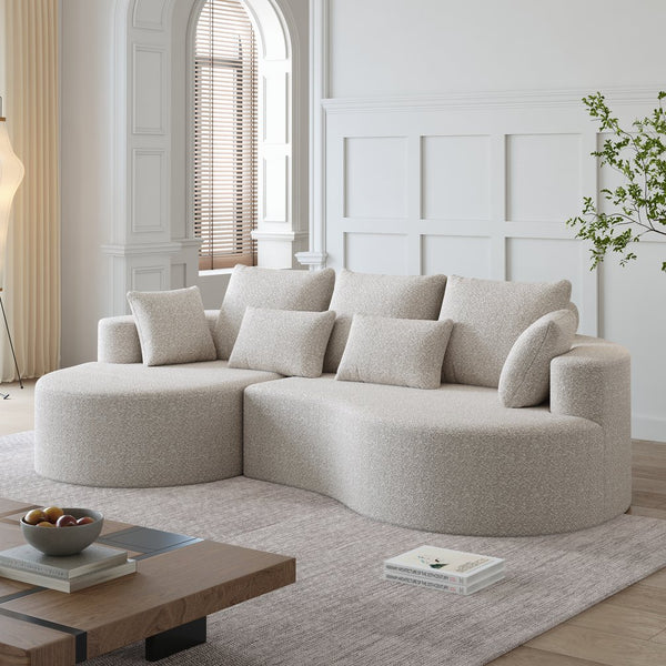 English Elm Modern Chenille Cloud Sectional Sofa Oversized 4 Seat Curved Couch for Living Room W834S00484