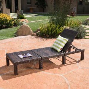 English Elm Christopher Knight Home® - JAMAICA Rattan Chaise Lounge Brown Polyethylene Wicker Iron Frame Multi-Brown Finish Durable Outdoor Patio Seat 76.6"D 62575.00WTC