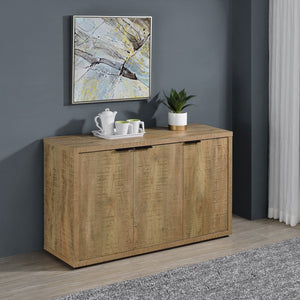 English Elm Pamplona Mango Brown 3-Door Industrial Accent Cabinet With Adjustable Shelves For Modern Storage Solutions B062P299946-GIGA