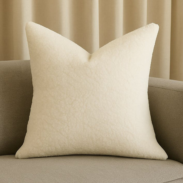English Elm Homey Plush Sherpa Throw Pillow for Sofas & Beds — Ultra-Soft, Fluffy Supportive Accent Cushion Beige B357P356871
