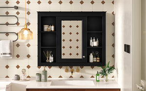 English Elm 35'' Modern Wall-Mounted Medicine Cabinet With Mirror, 6 Shelves & Towels Rod For Effortless Storage N710P236930B