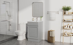 English Elm [video] 20 Inch Freestanding Bathroom Vanity with Ceramic Sink Soft Close Cabinet Gray N759P237946E