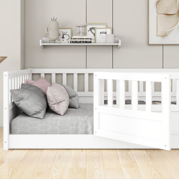 English Elm Twin Montessori Floor Bed Frame - Safe, Stylish Design With High Security Barrier & Support Slats W1858P164938-GIGA