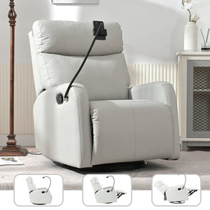 English Elm Rocking Recliner Chair 360° Swivel Glider with 95–160° Recline, Rocking & Phone Holder, Light Gray W1028P185203