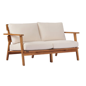 English Elm 4-piece Acacia Wood Outdoor Conversation Set Mid-century Patio with Quick-dry Cushions N767P359942T