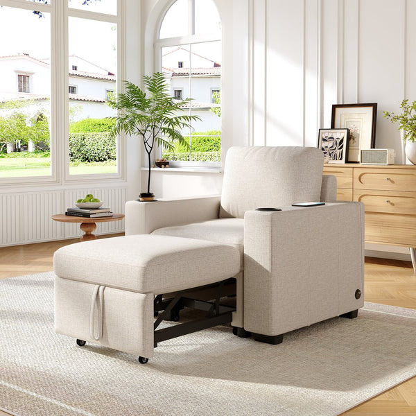 English Elm 101.2" Modular Chenille Sectional Sofa with Tufted Cushions and Deep Seating for Living Room Beige N719S001934A