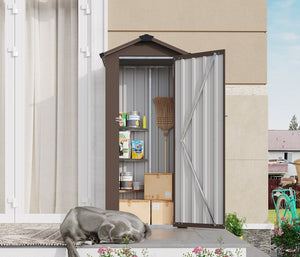 English Elm Campcraft Galvanized Iron Compact Outdoor Storage Shed with Locking Door Weather Resistant W1598P283840