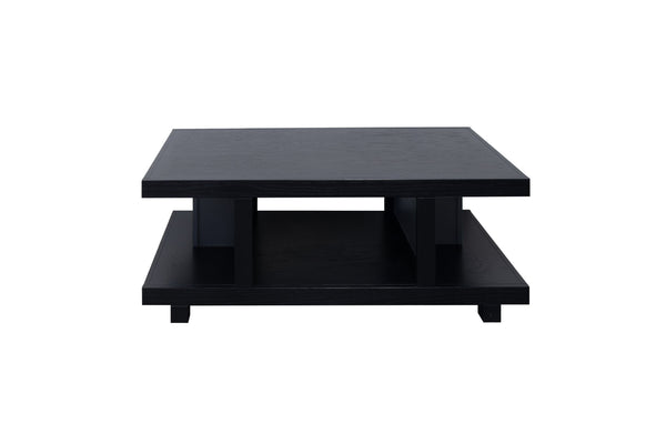 English Elm Laurel Canyon 49in Coffee Table — Solid Oak Craftsmanship, Spacious Top & Open Shelving, Preassembled Black B108P292269