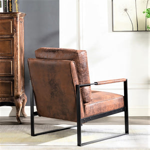 English Elm Classic Mid Century Modern Accent Chair – Durable Metal Frame, Stylish Brown Microfiber Upholstery B2735P256731