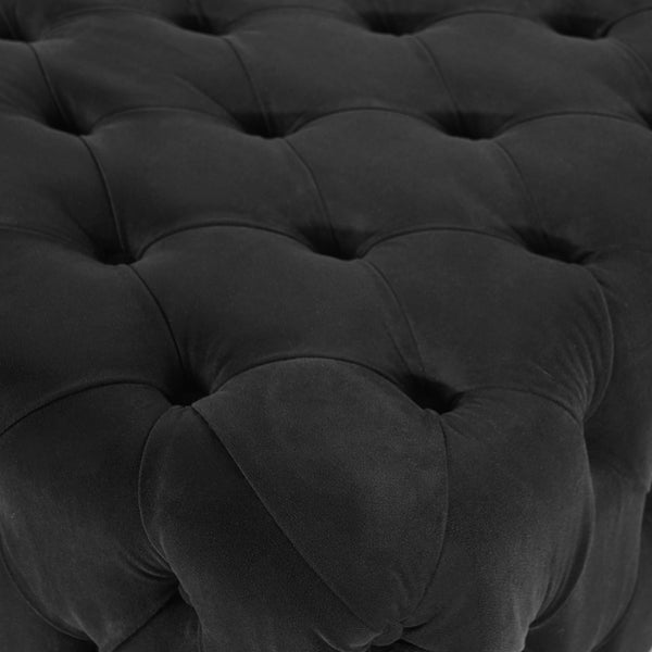 Sunpan Babette Bench - Glamorous Deep Tufted Seating with Burnished Brass Base for Stylish Interiors Abbington Black