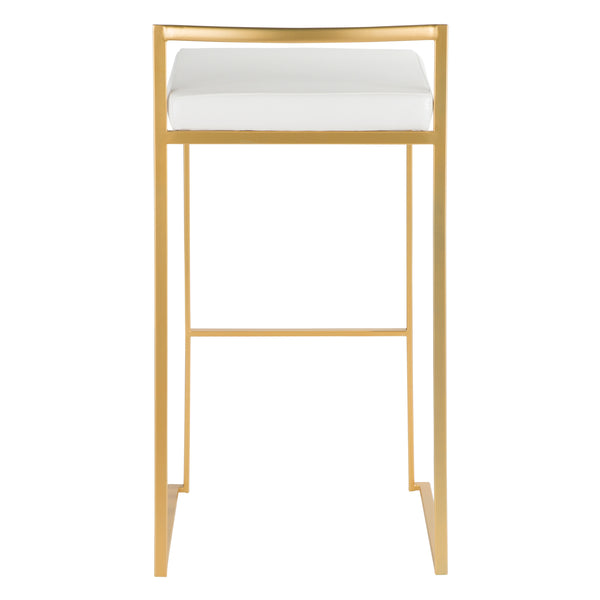 English Elm Fuji 30" Gold Barstools Set Of 3 - Stylish White Faux Leather Seating For Modern Home Bars & Kitchens B202P222217