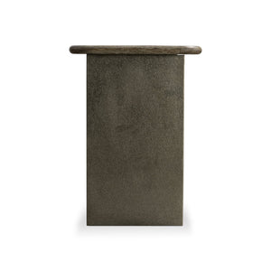 Bernhardt Bernhardt Melba Accent Table With Wire-Brushed Oak Top & Graphite Cast-Aluminum Sculptural Panel 564114