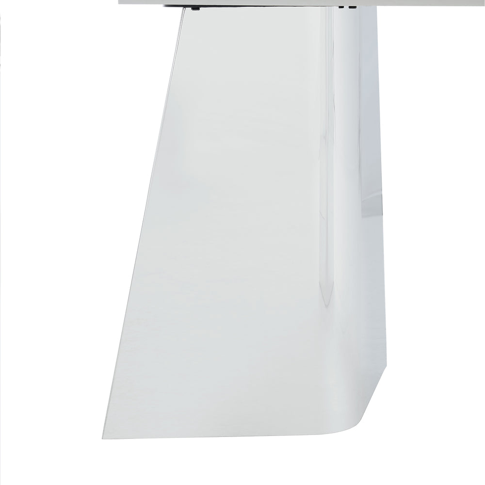 English Elm 63"x31.5x30" Black Marble Sintered Stone Dining Table with Stainless Steel Butterfly Legs, Scratch-Resistant Elegance W1151S01897