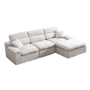 English Elm Corner Chenille Sectional Sleeper Sofa with High Back Support for Apartment Living Light Gray W5532S00035